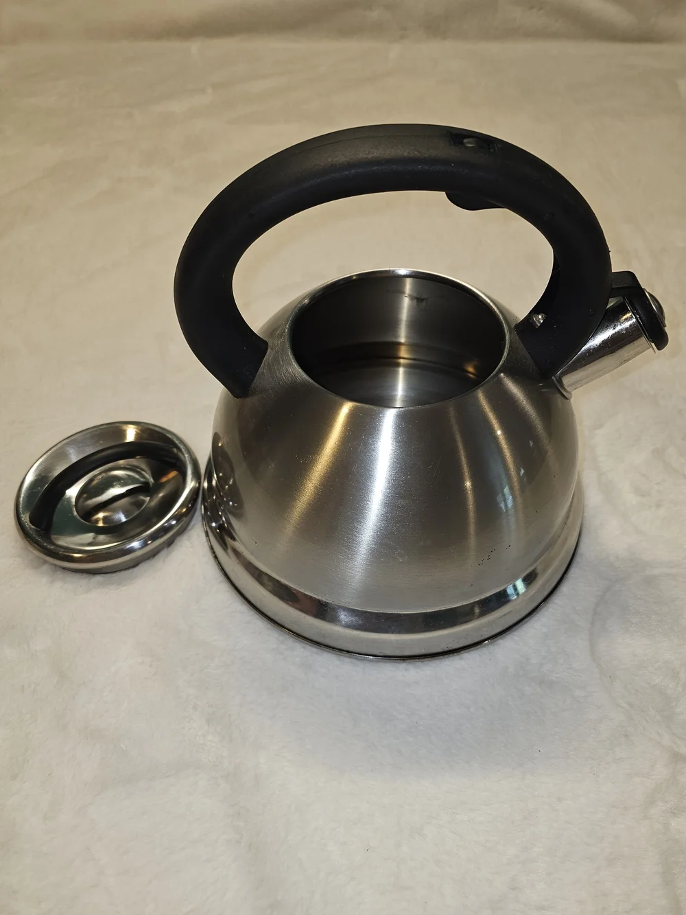 Polder Retro Stainless Steel Whistling Tea Kettle with Black Handle